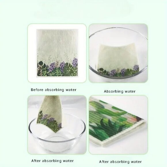 NEW Set of 3 Swedish Dishcloths, Cactus, Lavender, Plant - Reusable, Sustainable - Picture 2 of 6
